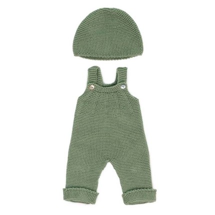 Dzianinowy zestaw dla lalki 38cm – Kombinezon i czapka beanie Miniland