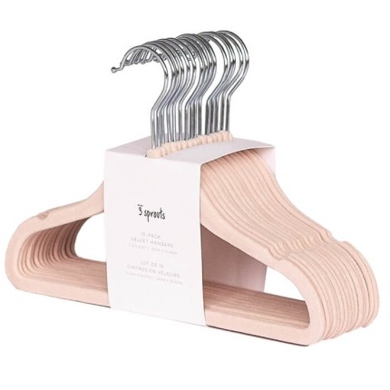 Wieszaki Welurowe dla Dzieci Pink 15 szt. / 3 Sprouts