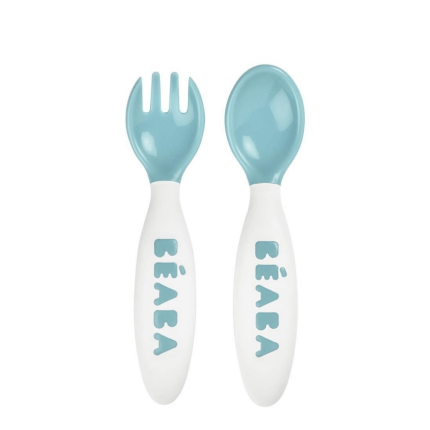 Sztućce plastikowe w etui Blue / Beaba