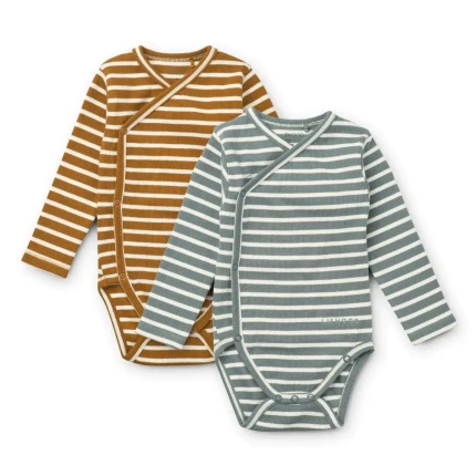 Body niemowlęce Hali 2-pak – Stripe: Blue fog multi mix / Liewood