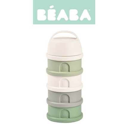 Pojemniki na mleko w proszku 4 komory cotton white-sage green / Beaba