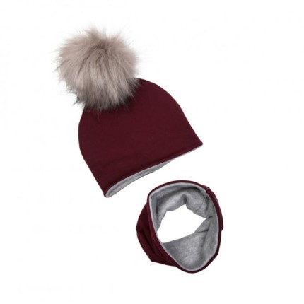 Zimowy komplet ocieplany BORDO z pomponem 3-6m / UL&KA