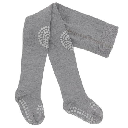 Antypoślizgowe rajstopy do raczkowania i nauki chodzenia WOOL Grey Melange / GoBabyGo