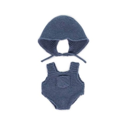 Dzianinowy zestaw dla lalki 21cm - Rompers z czapką Miniland