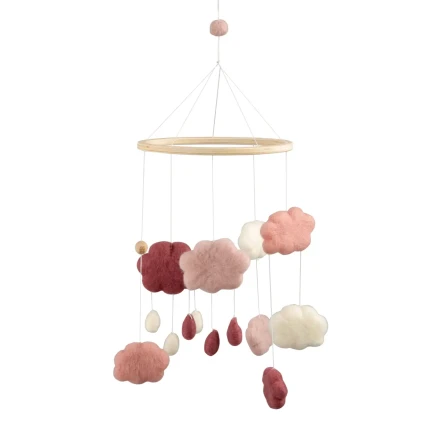 Filcowa Karuzela Mobile - clouds, cotton candy pink / Sebra