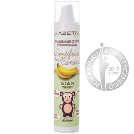 Organiczna pasta do zębów bez fluoru z ksylitolem i aloesem dla dzieci 0-3 lata bananowa, 50 ml / Azeta Bio