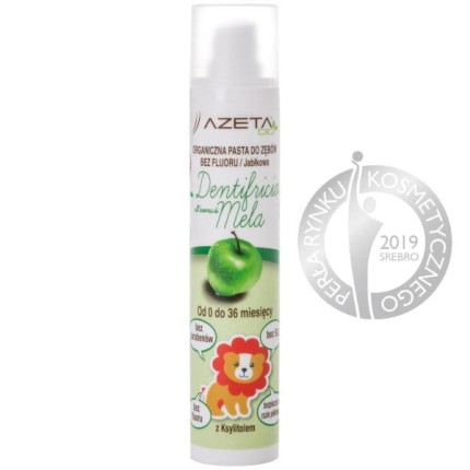 Organiczna pasta do zębów bez fluoru z ksylitolem i aloesem dla dzieci 0-3 lata jabłkowa, 50 ml / Azeta Bio