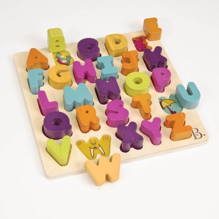AlphaB.tical – drewniane puzzle ALFABET LITERKI – nowa wersja / B.Toys BX2096GZ