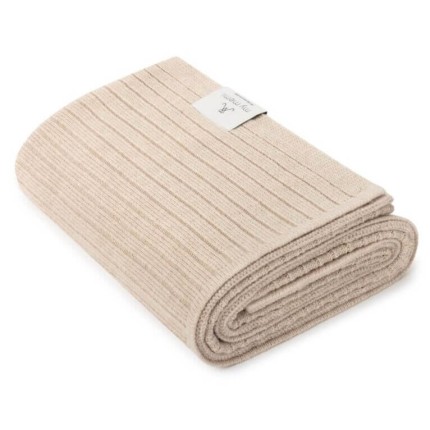 Kocyk ze 100% wełny merino warm beige w prążek - premium collection / My Memi