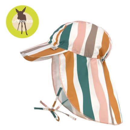 Czapka przeciwsłoneczna z daszkiem i osłoną karku UV80 Splash & Fun Fale pink-nature / Lassig