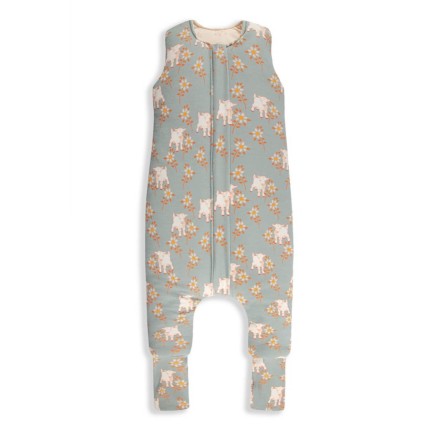 Dwustronny śpiworek z nóżkami - Vintage Animals Sky Blue-Cream / Sleepee