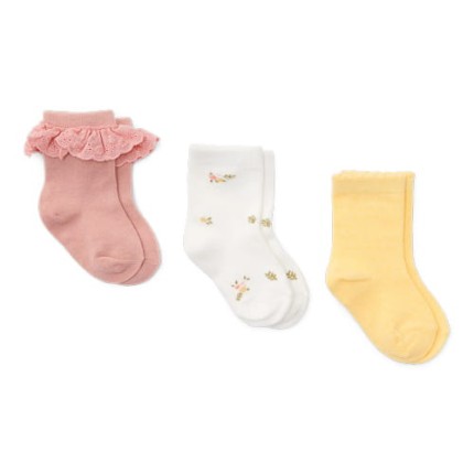 Skarpetki 3-pak: Flower Pink, White Meadows, Honey Yellow / Little Dutch