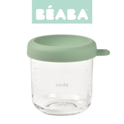 Pojemnik słoiczkek szklany z zamknięciem 250 ml Sage green / Beaba