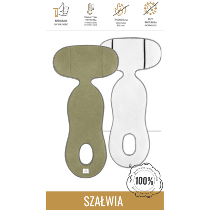 Wkładka antypotowa do fotelika G1 z wełny merino 0-18 kg - szałwia / Simple Wool
