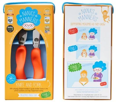 Sztućce kształtujące chwyt 3-9 lat, ETAP 3 - orange / Nanas Manners