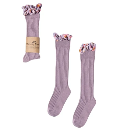Podkolanówki z falbanką Zaczarowany Ogród - Wrzosowa Iskierka / Mama's Feet