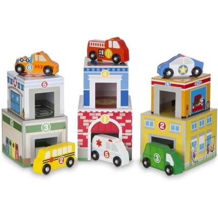 Wieża z klocków z autkami / Melissa & Doug