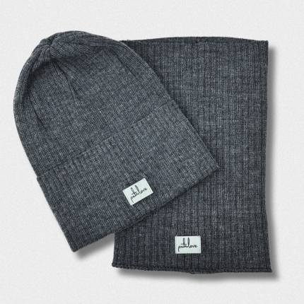 Czapka i komin wełniany GRAPHITE / Patulove