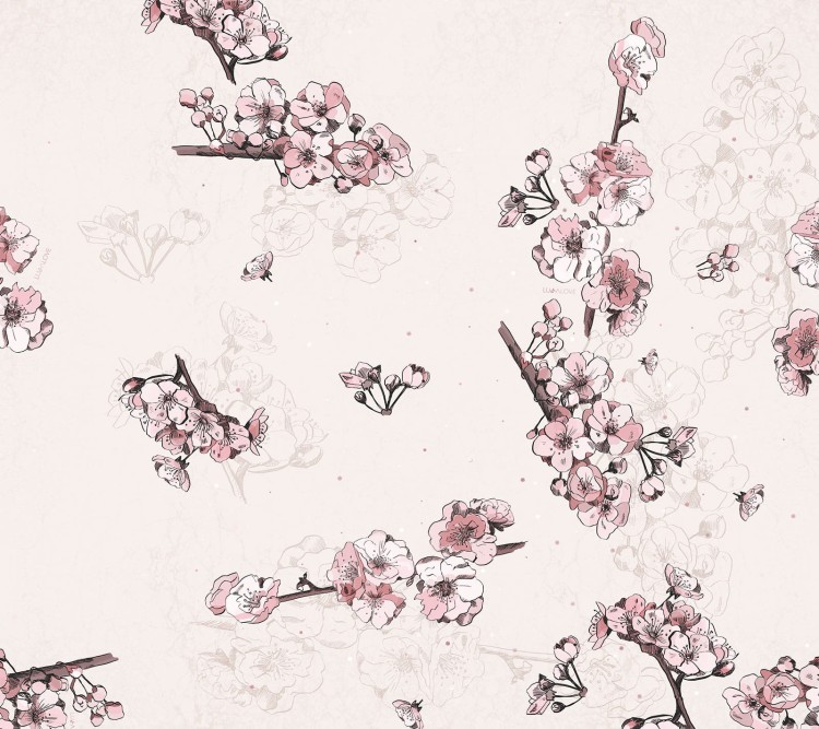 Chustka na głowę z regulacją rozmiaru - Sakura kwiat wiśni / Lullalove