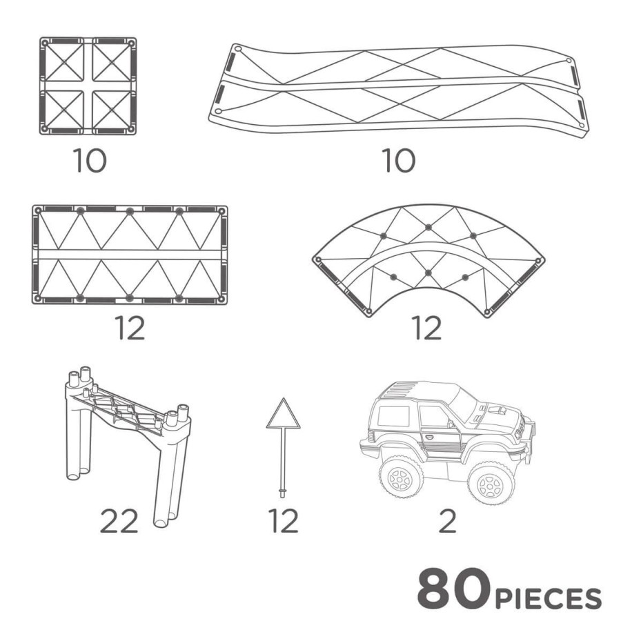 Klocki magnetyczne Large Race Track Pastel - 80 el. / Cleverclixx