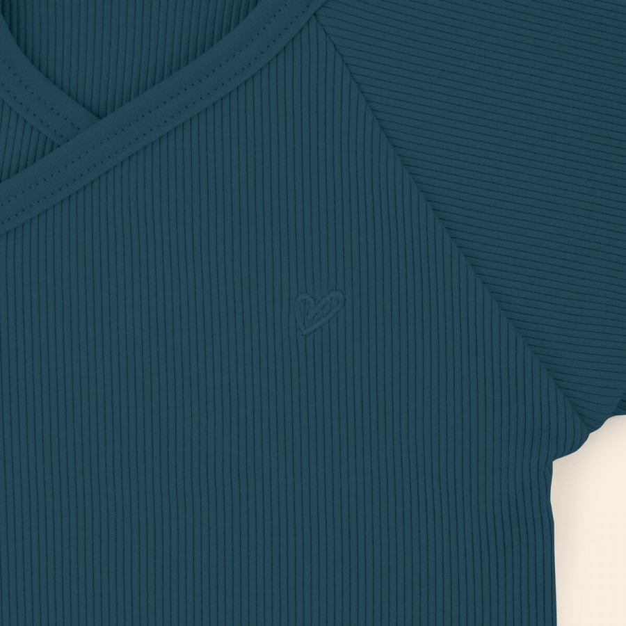 Body kopertowe z prążkowanej dzianiny z długim rękawem - Royal blue / Babysteps