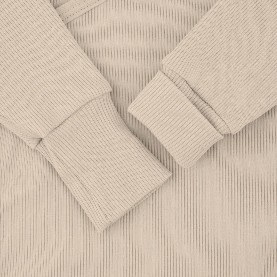 Body kopertowe z prążkowanej dzianiny z długim rękawem - Light beige / Babysteps