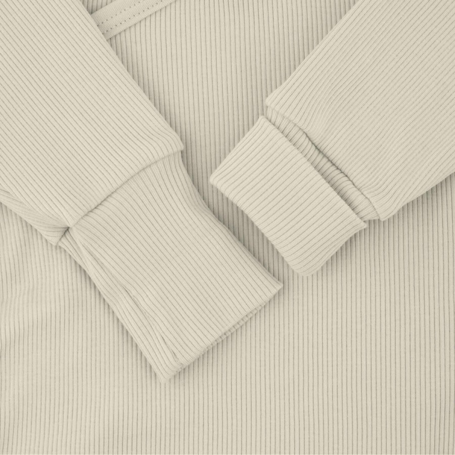 Body kopertowe z prążkowanej dzianiny z długim rękawem - Cream / Babysteps