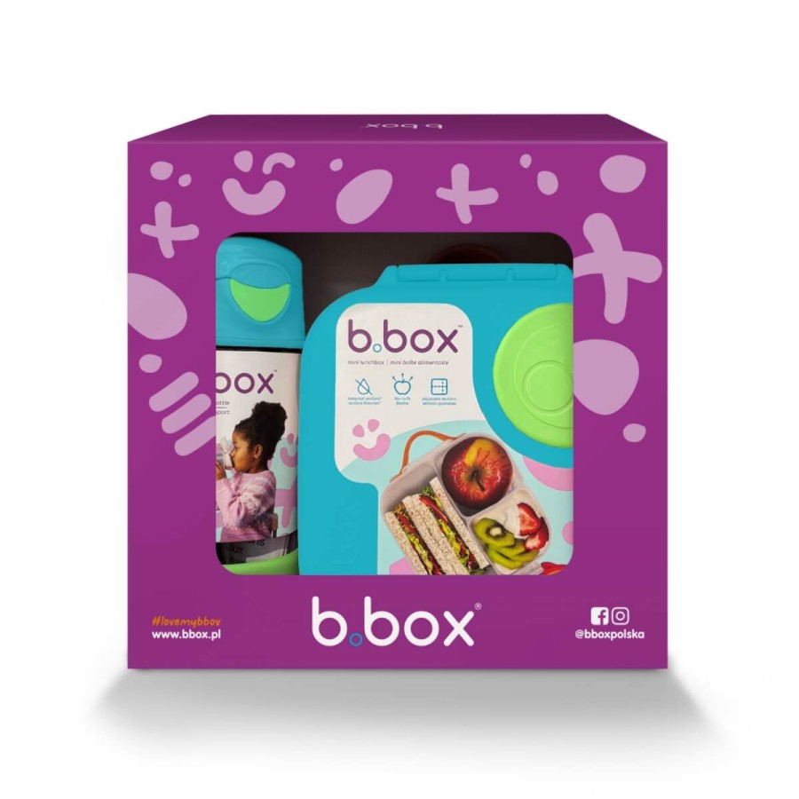 Zestaw Sportowa butelka tritanowa 450 ml + Mini Lunchbox - Ocean Breeze / B.box