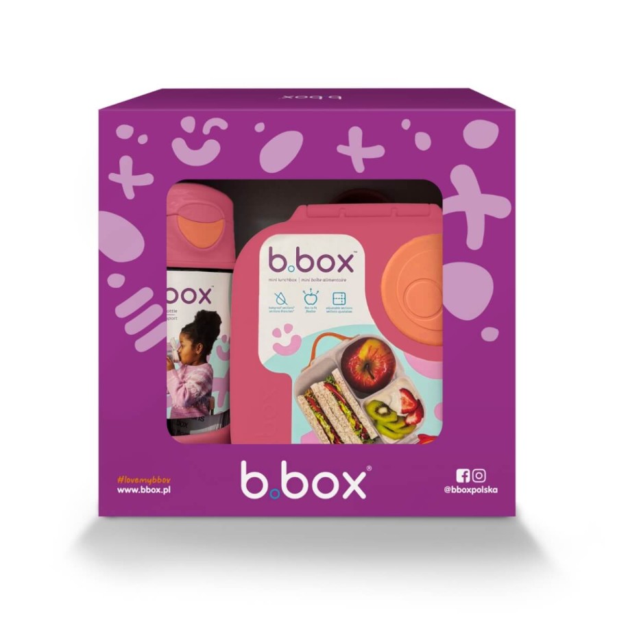 Zestaw Sportowa butelka tritanowa 450 ml + Mini Lunchbox - Strawberry Shake / B.box