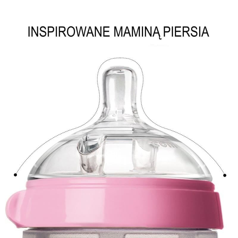 Antykolkowa butelka silikonowa 250 ml Pink BABY / Comotomo