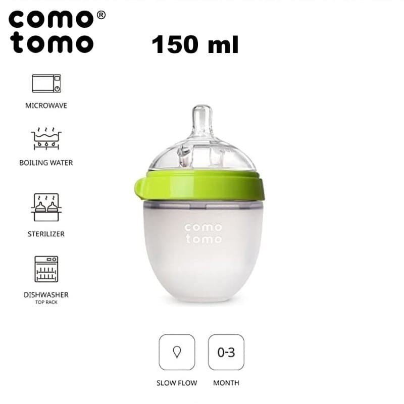 Antykolkowa butelka silikonowa 150 ml Green NEWBORN / Comotomo