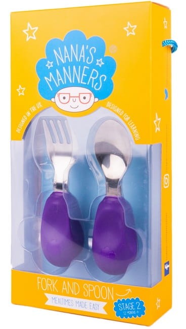 Widelec i łyżka 1-3 lat, ETAP 2 - purple / Nanas Manners