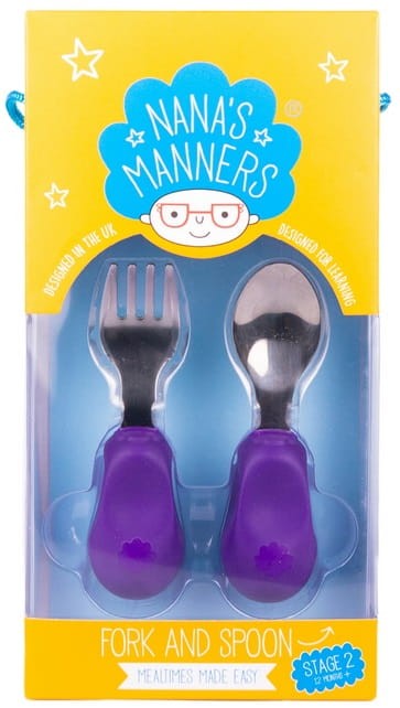 Widelec i łyżka 1-3 lat, ETAP 2 - purple / Nanas Manners