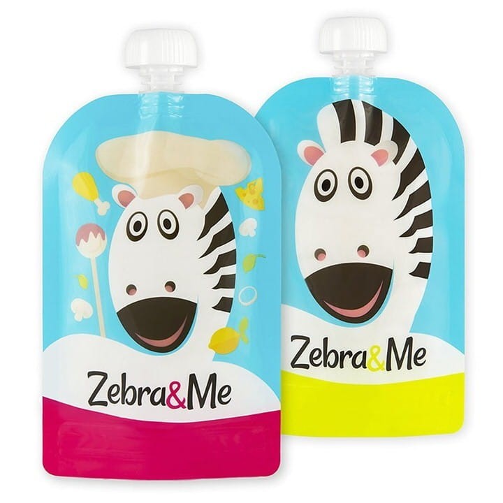 Wielorazowe saszetki do karmienia Szef I x2 / Zebra & Me