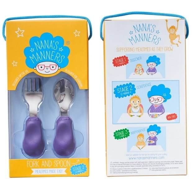 Widelec i łyżka 1-3 lat, ETAP 2 - purple / Nanas Manners