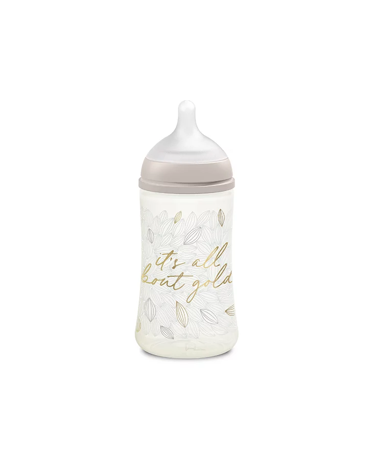Butelka 270 ml ze smoczkiem fizjologicznym SX Pro o średnim przepływie - szara Gold Premium / Suavinex