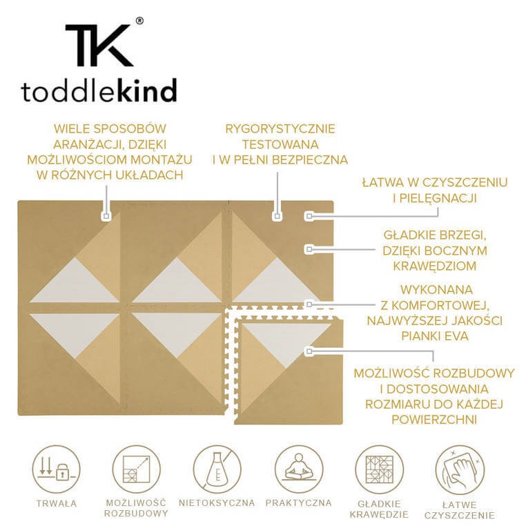 Mata do zabawy piankowa podłogowa Prettier Playmat Kyte Wheat / Toddlekind	TK38211