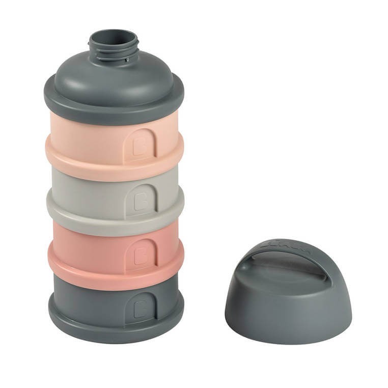 Pojemniki na mleko w proszku 4 komory mineral grey - pink  / Beaba