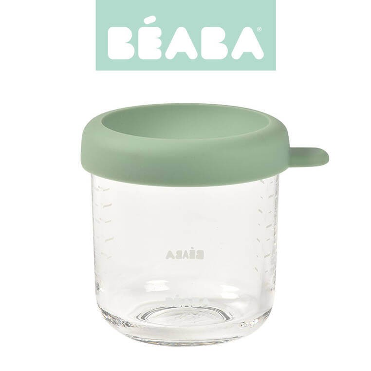 Pojemnik słoiczkek szklany z zamknięciem 250 ml Sage green / Beaba