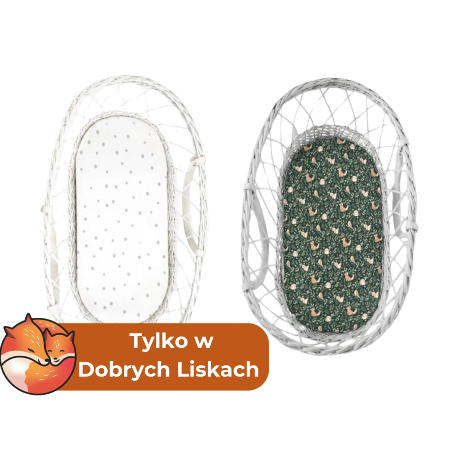 Prześcieradło do gondoli 2-pak Green Forest - Szare Kropki / Dobre Liski by Sleepee