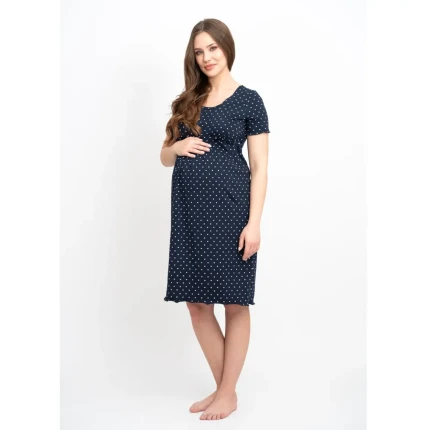 Koszula Classic z krótkim rękawem - granatowa w serduszka / Cool Mama