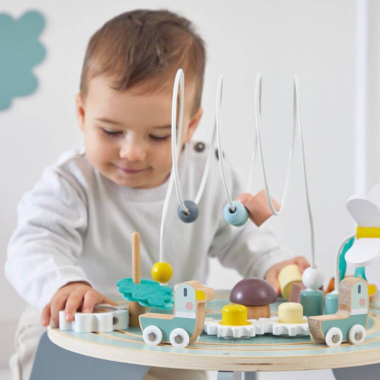 Wielofunkcyjny stolik edukacyjny drewniany z regulacją wysokości Ogród Sweet Cocoon 12m+ / Janod