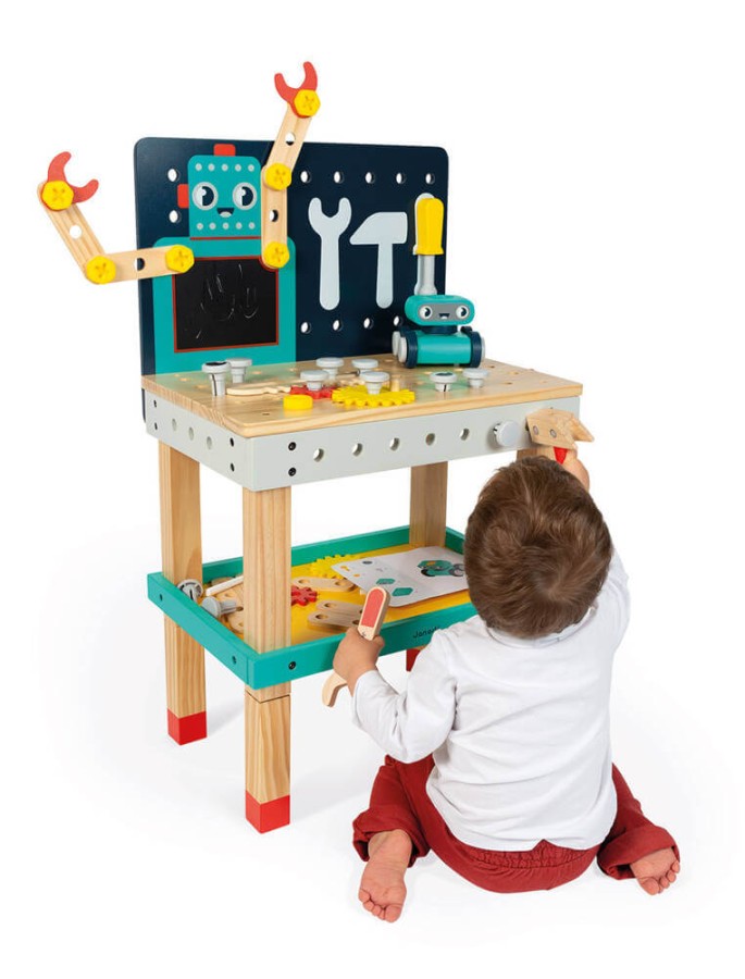 Duży stolik warsztat drewniany magnetyczny Robot Brico ‘Kids 3+ / Janod