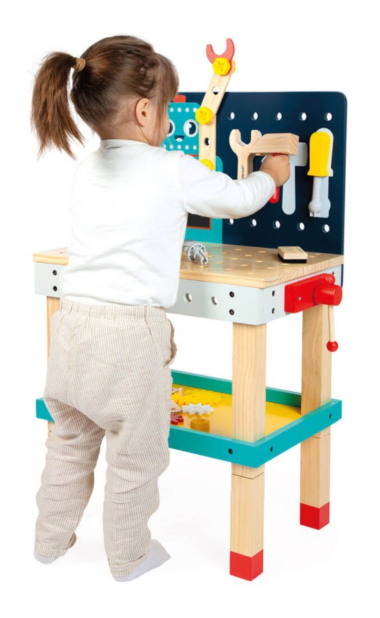 Duży stolik warsztat drewniany magnetyczny Robot Brico ‘Kids 3+ / Janod