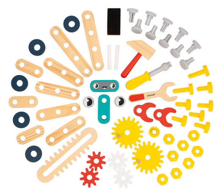 Duży stolik warsztat drewniany magnetyczny Robot Brico ‘Kids 3+ / Janod