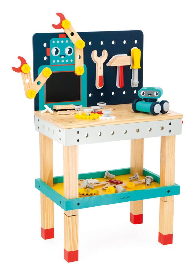 Duży stolik warsztat drewniany magnetyczny Robot Brico ‘Kids 3+ / Janod