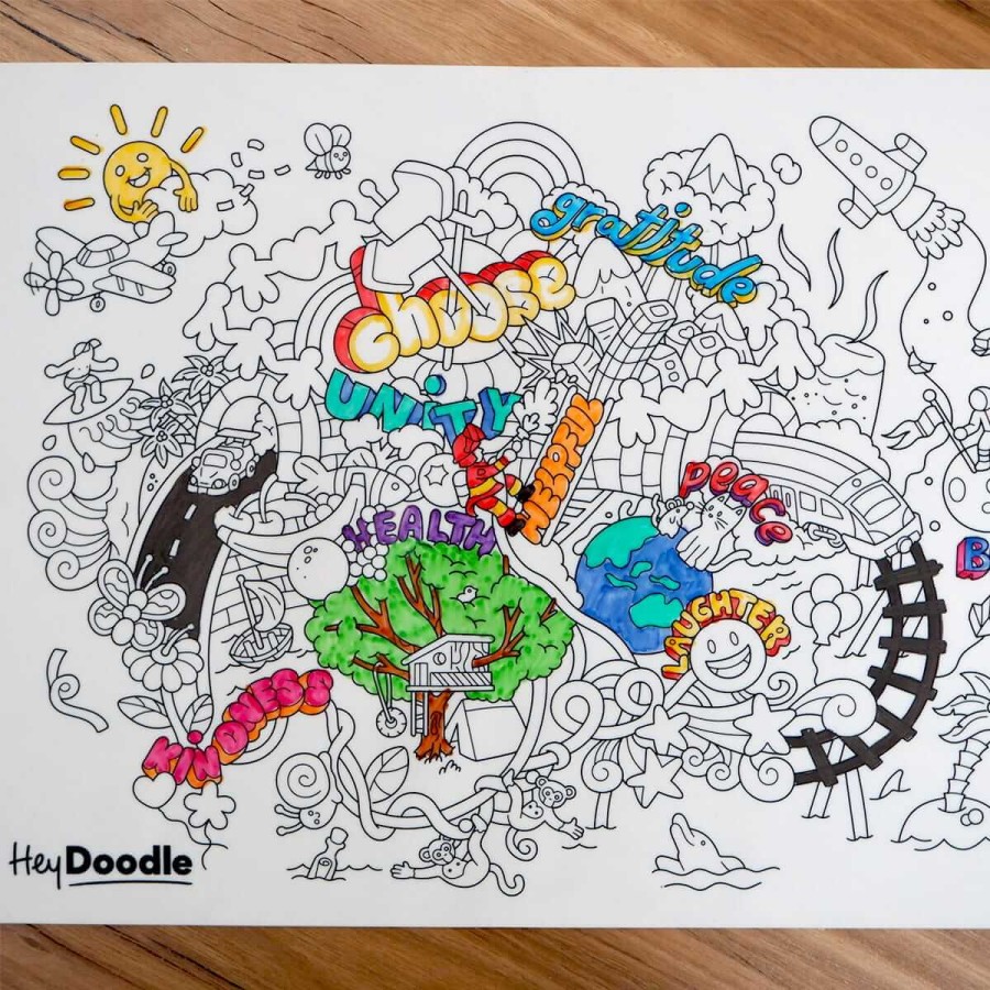 Duża Mata Silikonowa do Kolorowania A3 - Słoneczne Bazgrołki / HeyDoodle