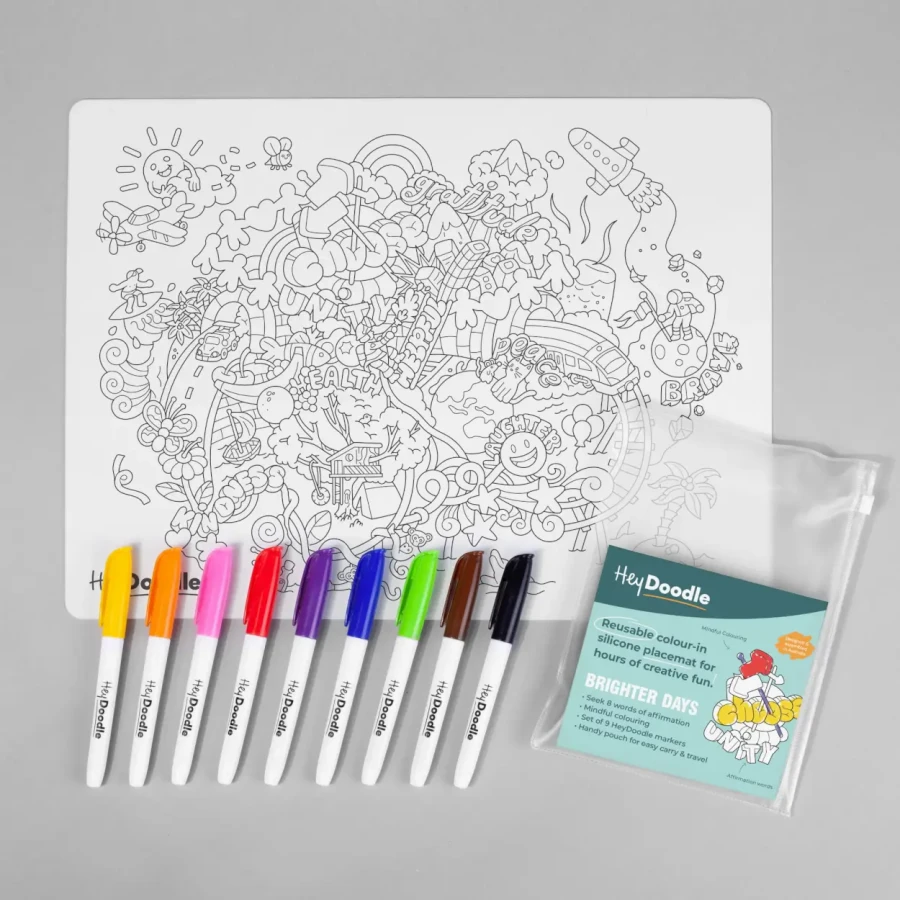 Duża Mata Silikonowa do Kolorowania A3 - Słoneczne Bazgrołki / HeyDoodle