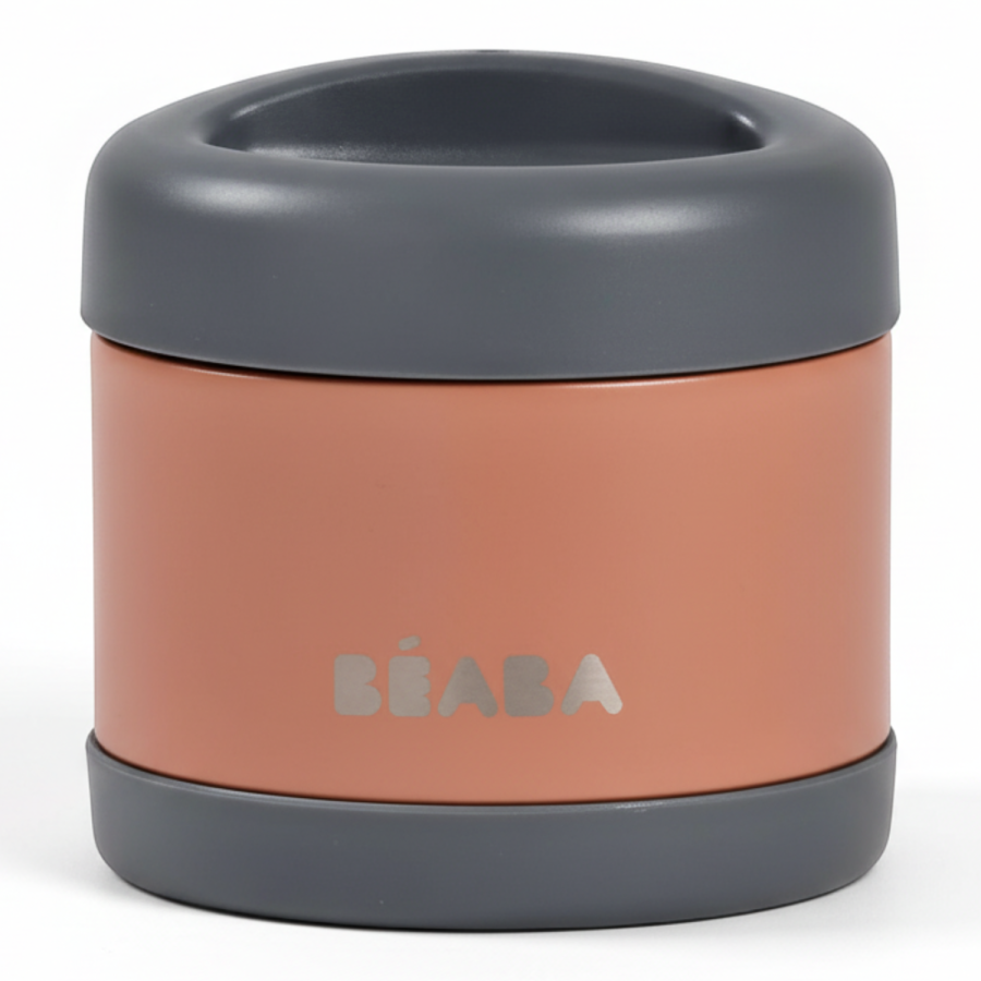 Duży pojemnik - termos obiadowy ze stali nierdzewnej 500 ml - mineral grey, teracotta / Beaba