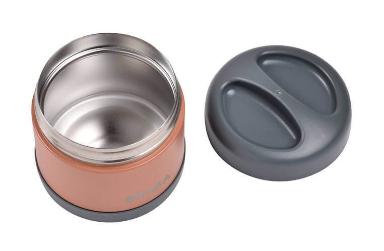 Duży pojemnik - termos obiadowy ze stali nierdzewnej 500 ml - mineral grey, teracotta / Beaba